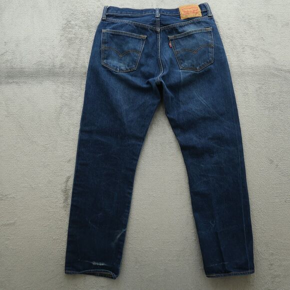 Levi's 501 Jeans Mens Size 34x34(32x31 Actual) Blue Original Straight Button Fly - Picture 11 of 16